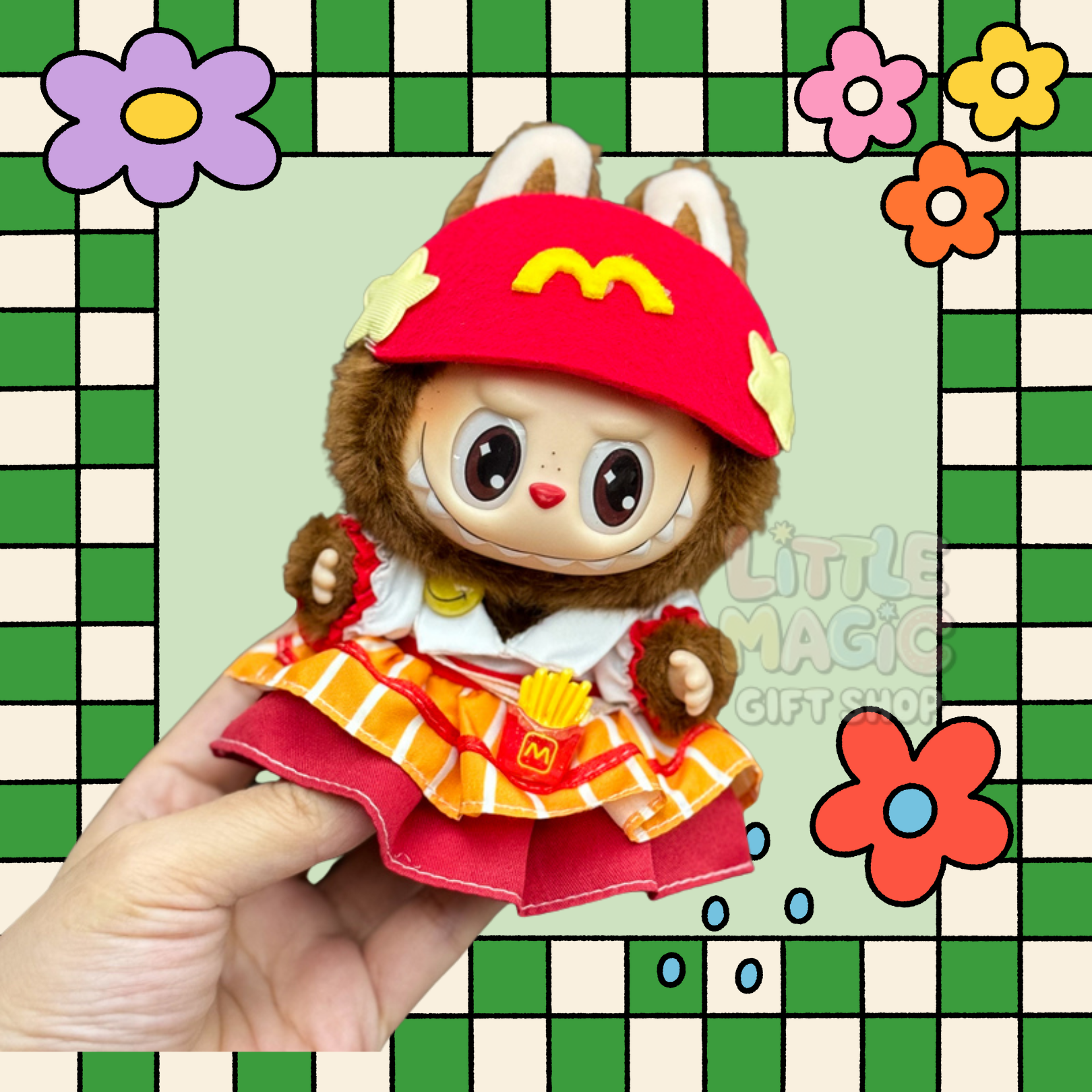 Labubu at Work Outfit – Handmade Fast Food Look for Pop Mart Doll