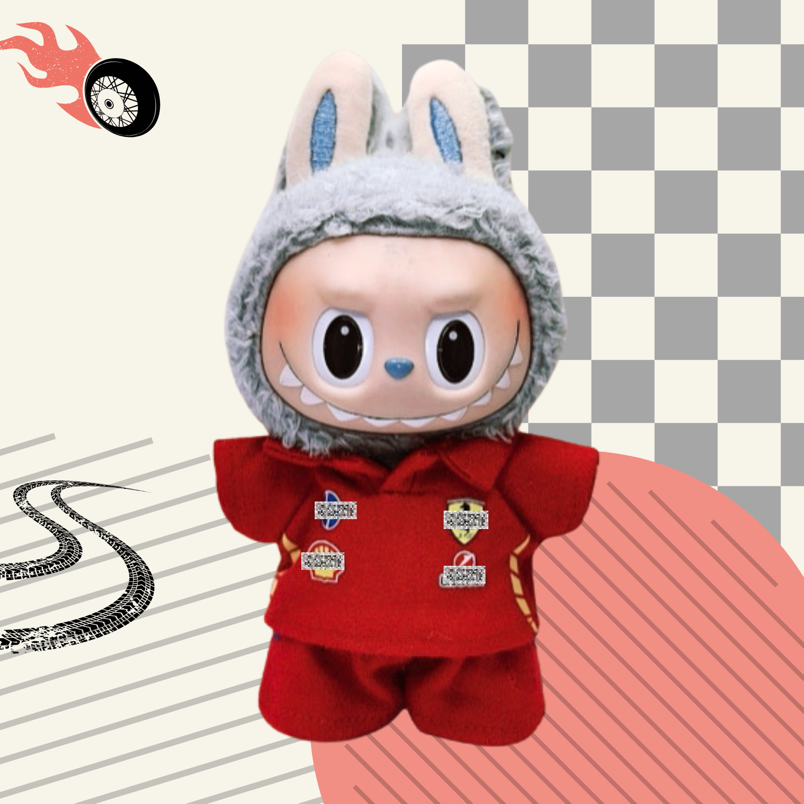 Labubu Track Day F1 Team Kit Outfit Custom Racing Suit for Pop Mart Dolls