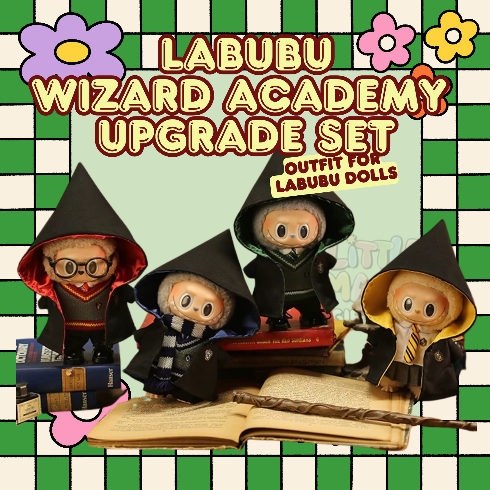 Labubu Four House of Enchantment Outfit Wizard Robe Set for Pop Mart Doll