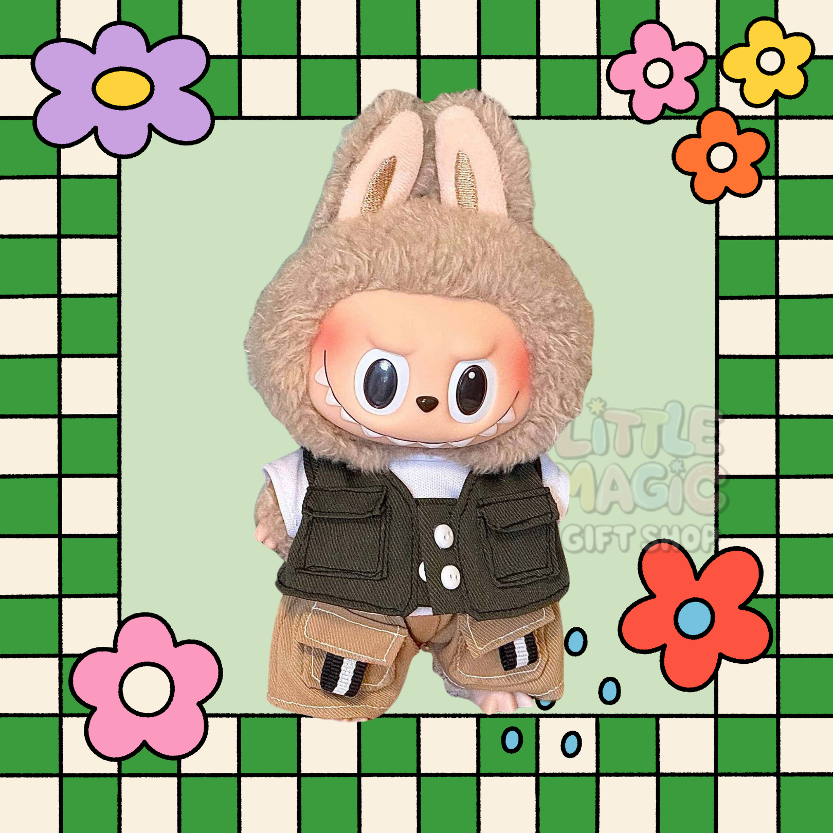 Tactical Labubu Outfit Handmade Urban Ops Pop Mart Streetwear Set Lafufu