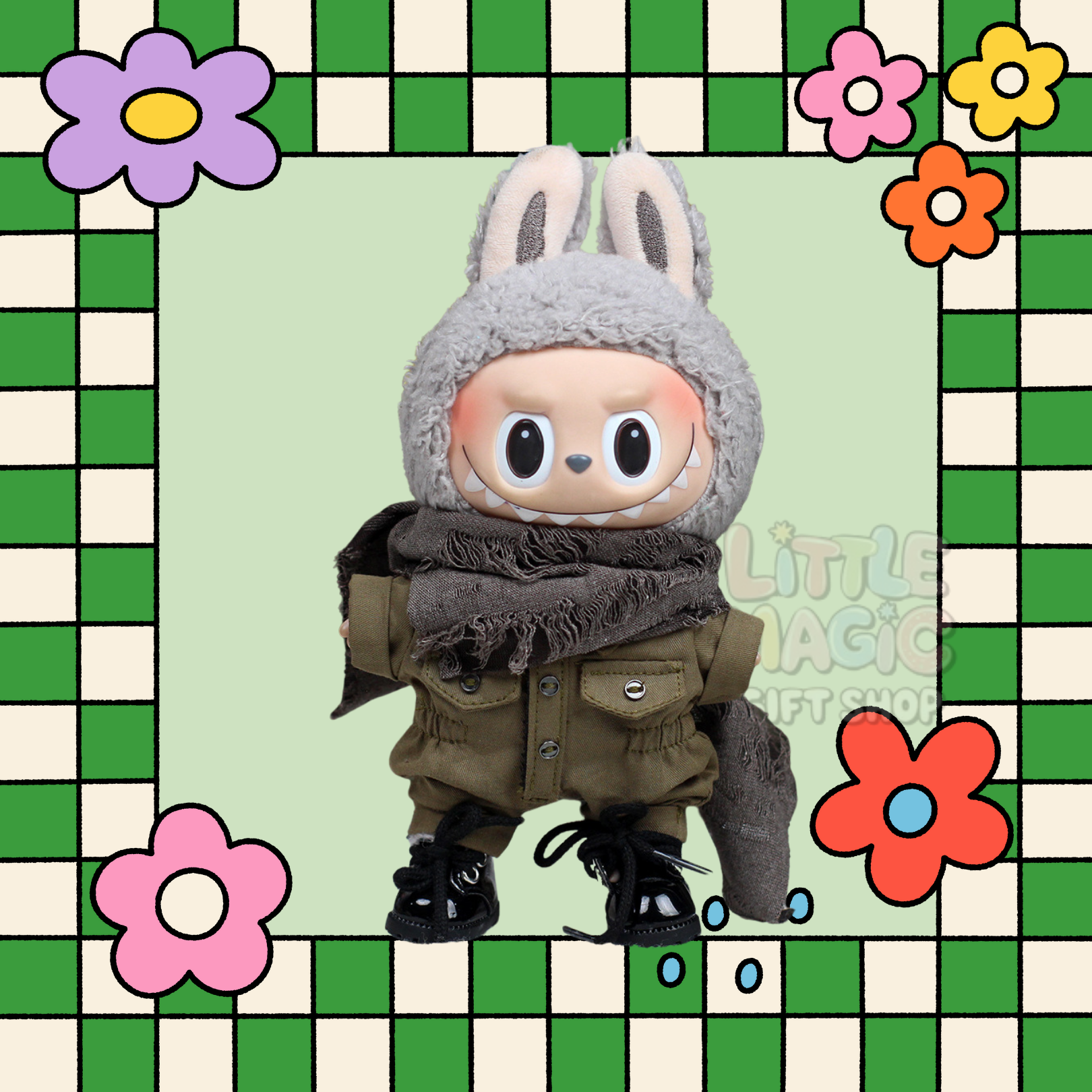 Tactical Labubu Outfit Handmade Urban Ops Pop Mart Streetwear Set Lafufu