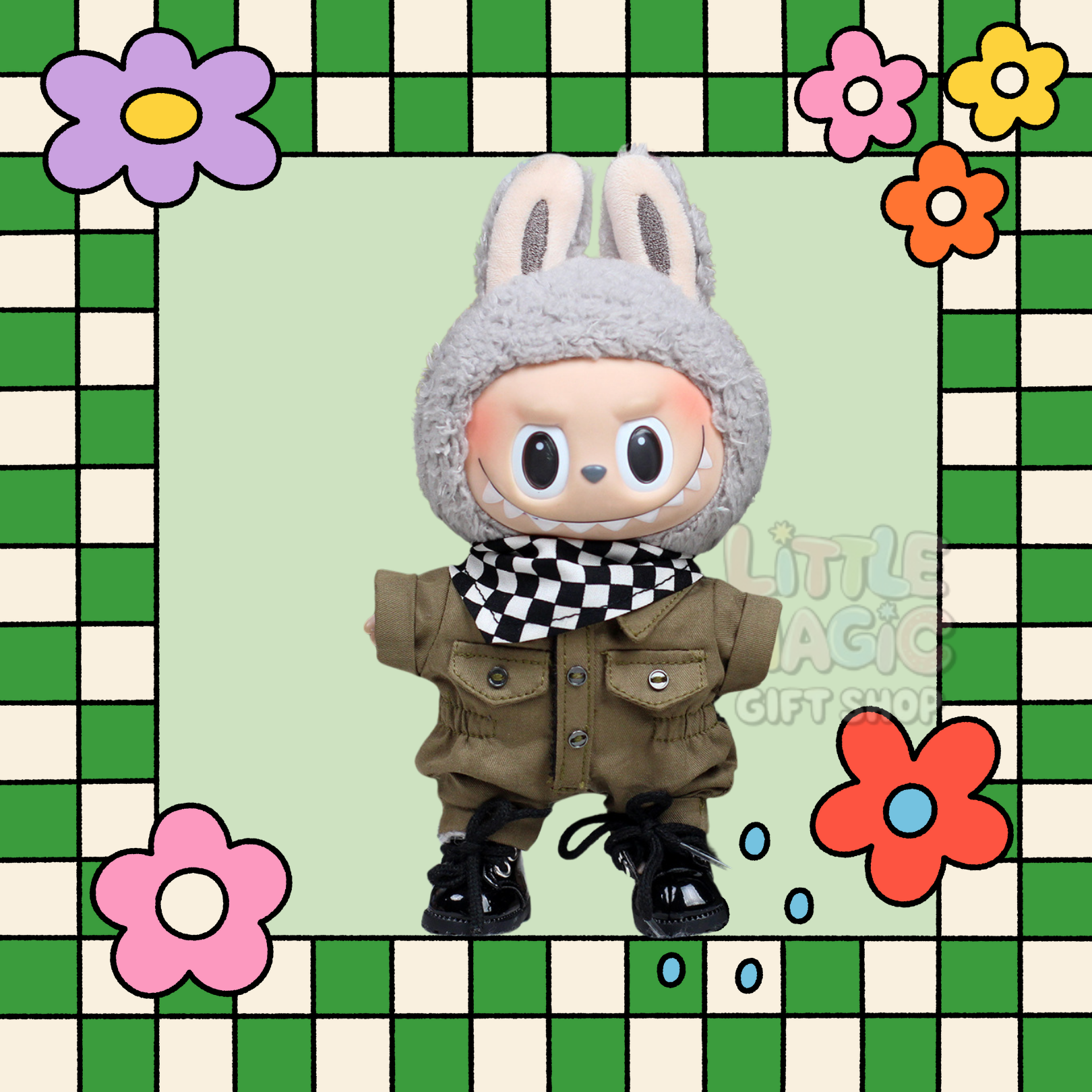 Tactical Labubu Outfit Handmade Urban Ops Pop Mart Streetwear Set Lafufu