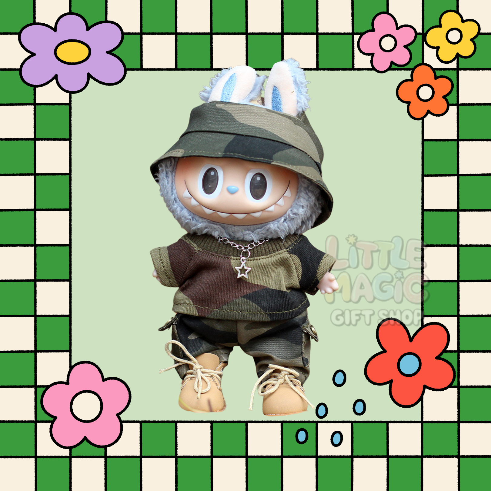 Tactical Labubu Outfit Handmade Urban Ops Pop Mart Streetwear Set Lafufu