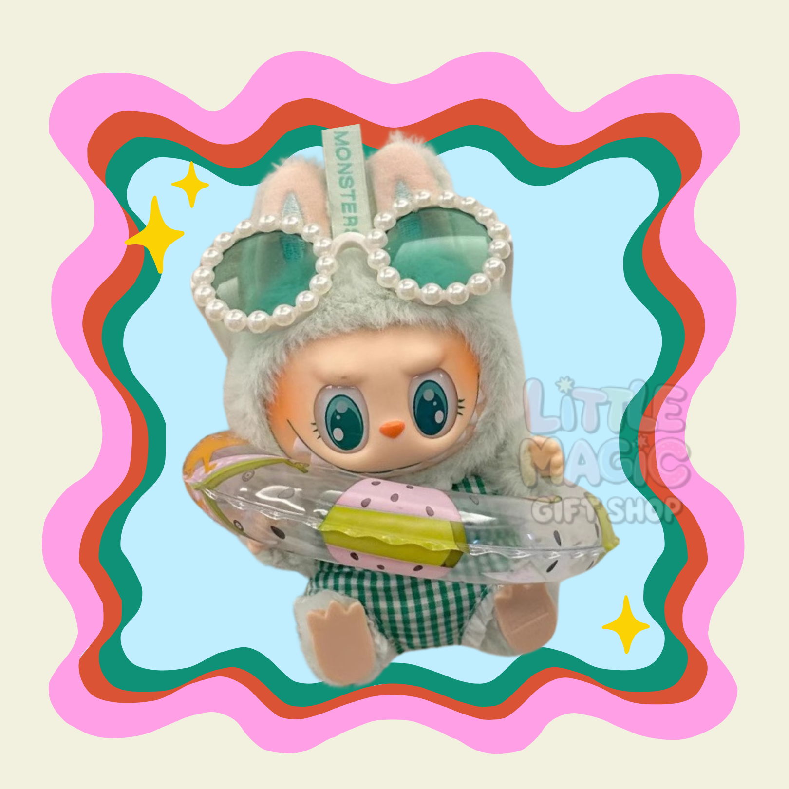 Labubu Summer Splash Outfit – Swimsuit & Beach Set for Pop Mart Doll