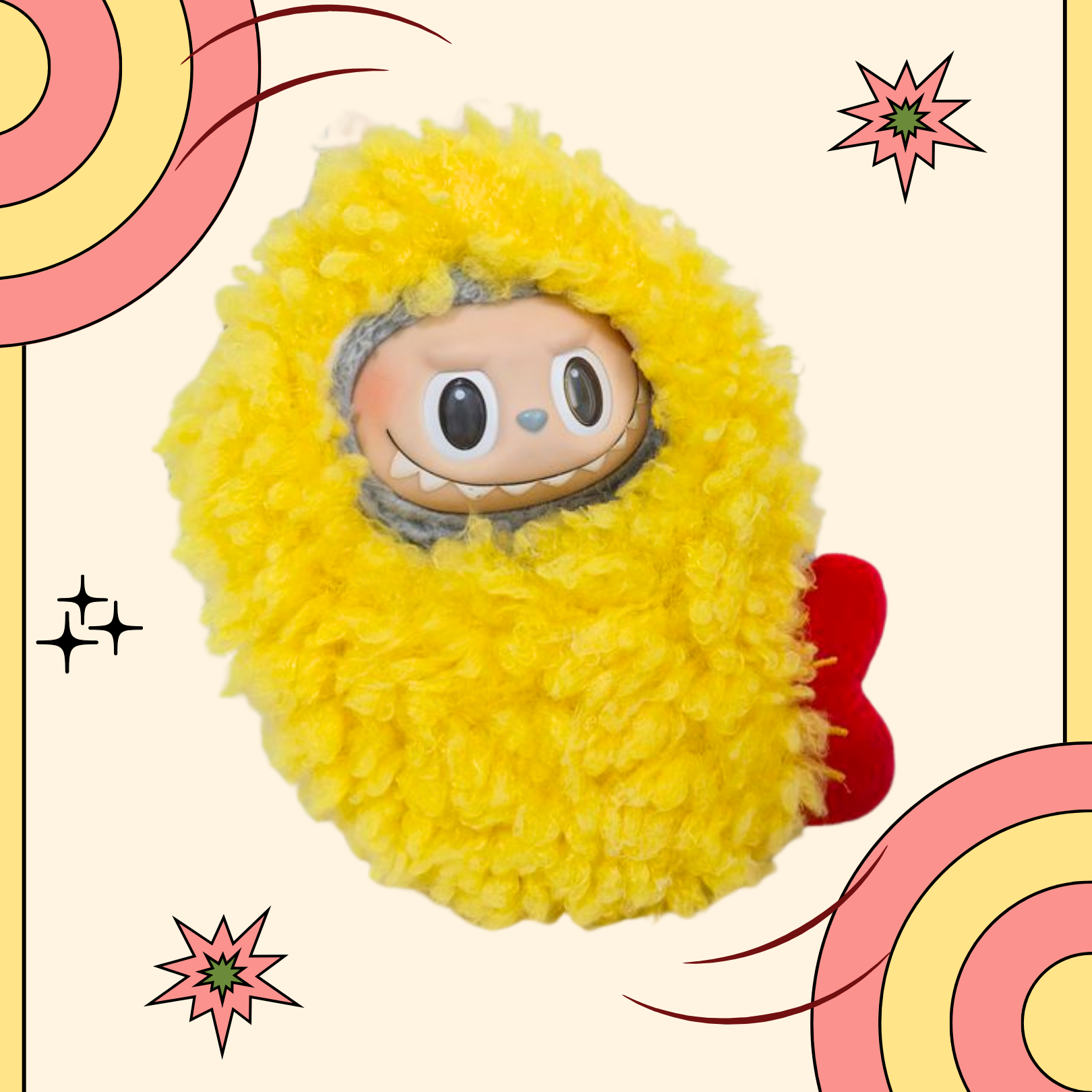 Labubu Fuzzy Tempura Costume – Funny Food Fried Shrimp Look Cosplay Outfit for Pop Mart Doll