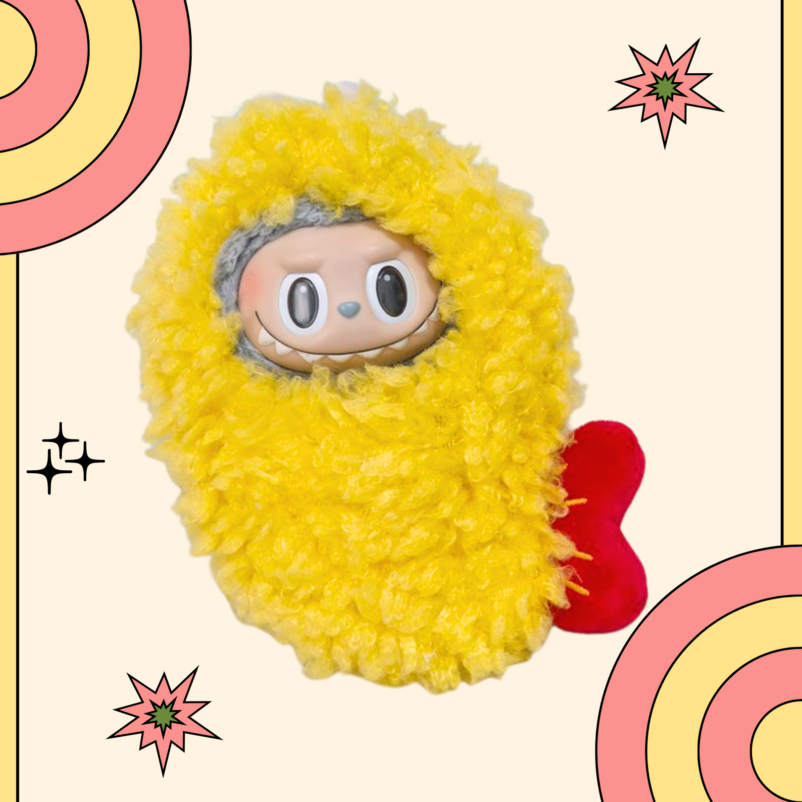 Labubu Fuzzy Tempura Costume – Funny Food Fried Shrimp Look Cosplay Outfit for Pop Mart Doll