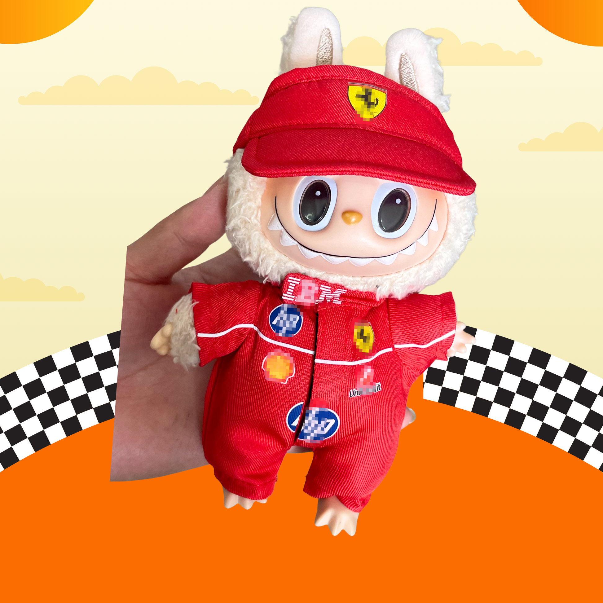 Labubu F1 Racing Outfits – Formula 1 Doll Cosplay Set for Pop Mart Monster Doll