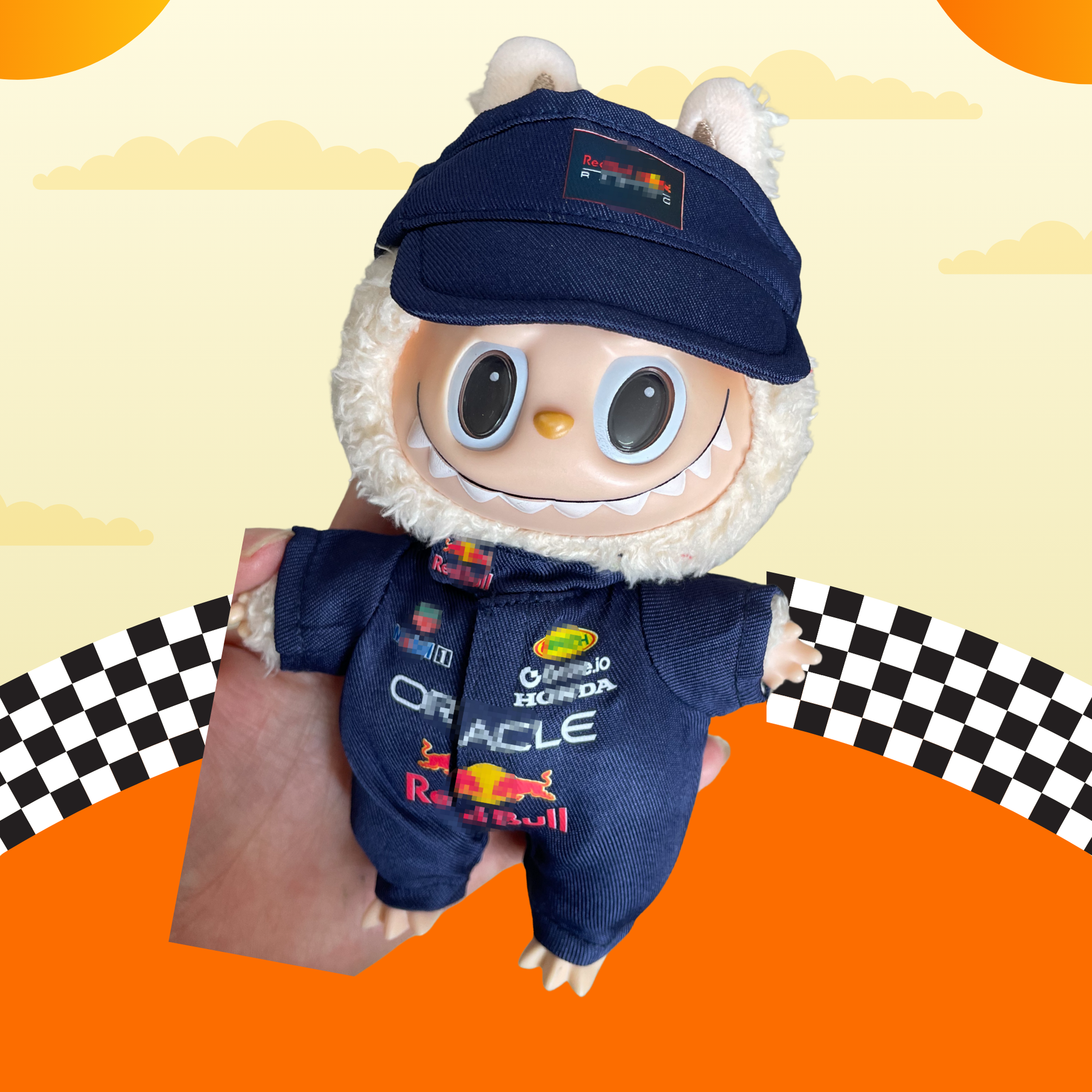 Labubu F1 Racing Outfits – Formula 1 Doll Cosplay Set for Pop Mart Monster Doll