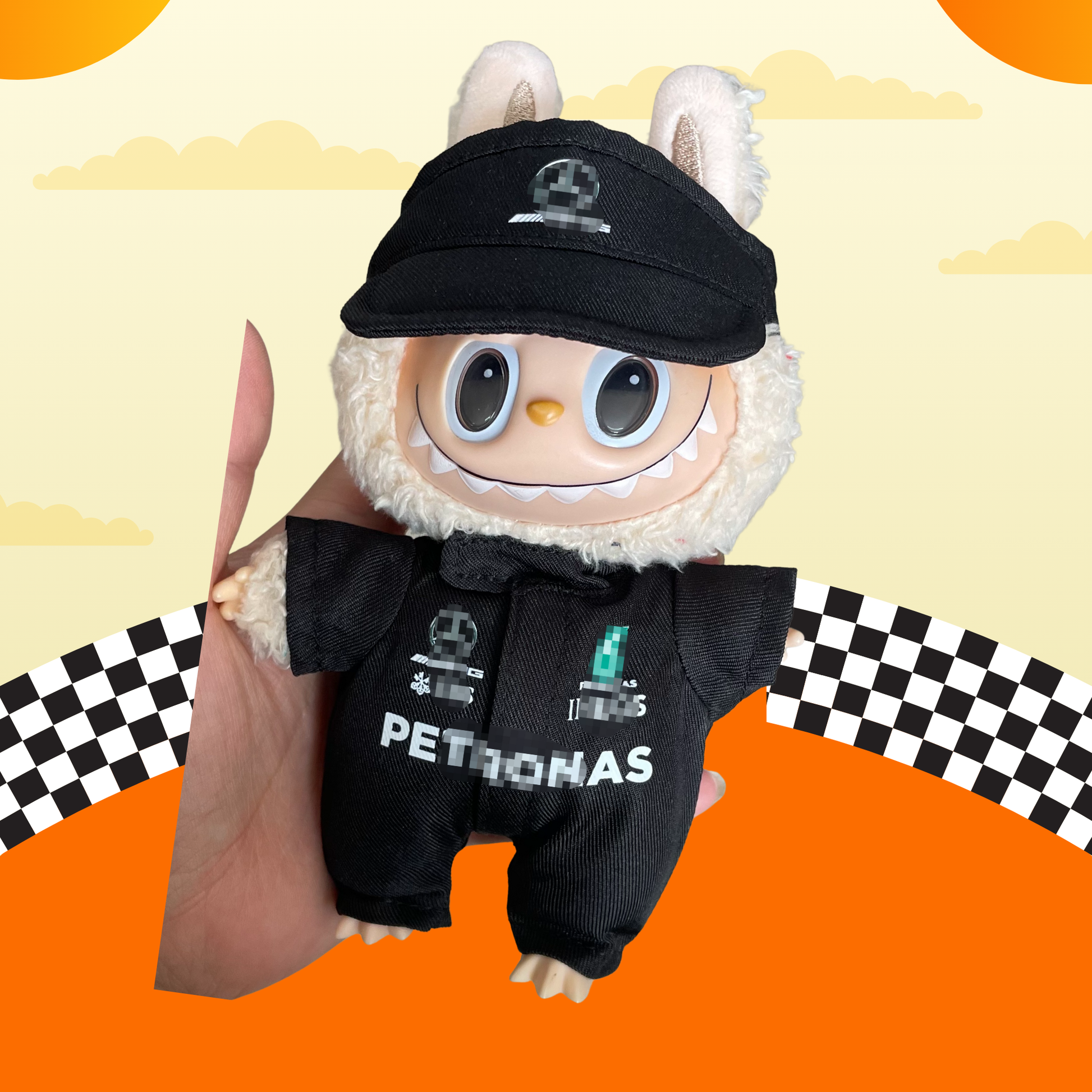 Labubu F1 Racing Outfits – Formula 1 Doll Cosplay Set for Pop Mart Monster Doll