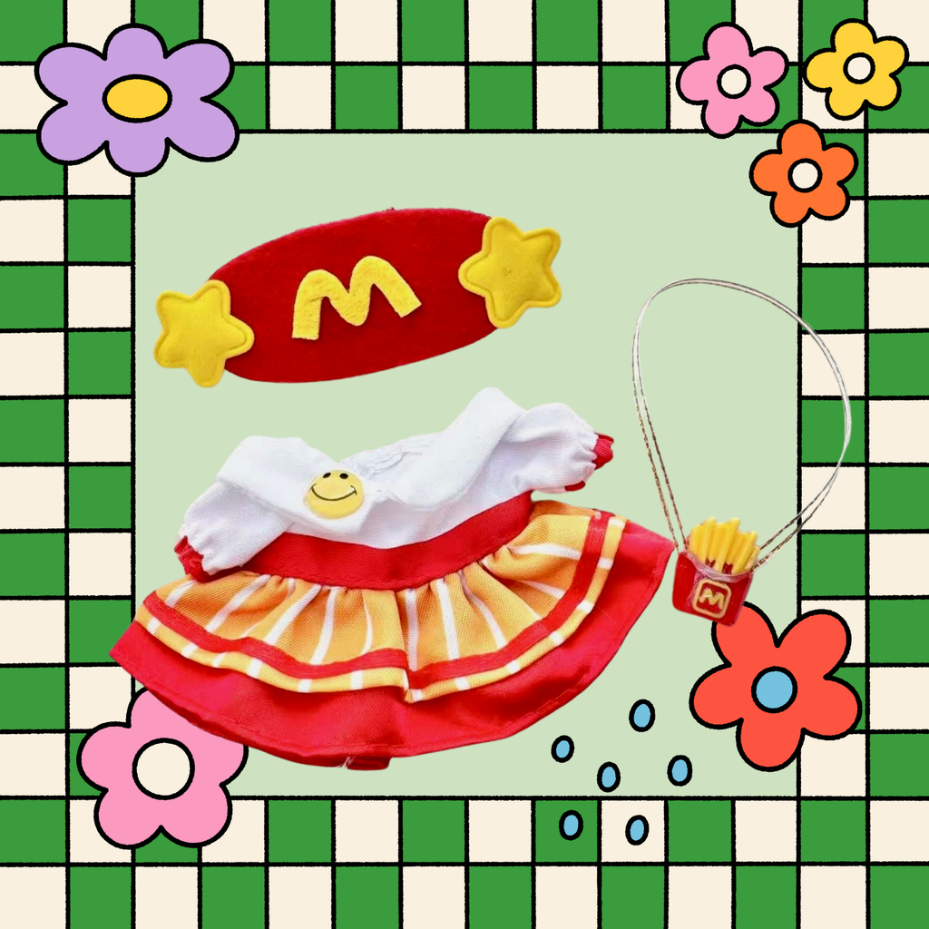 Labubu at Work Outfit – Handmade Fast Food Look for Pop Mart Doll