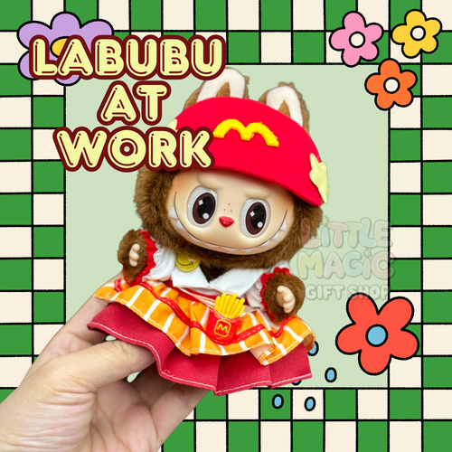 Labubu at Work Outfit – Handmade Fast Food Look for Pop Mart Doll