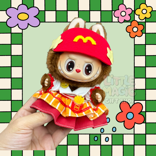 Labubu at Work Outfit – Handmade Fast Food Look for Pop Mart Doll