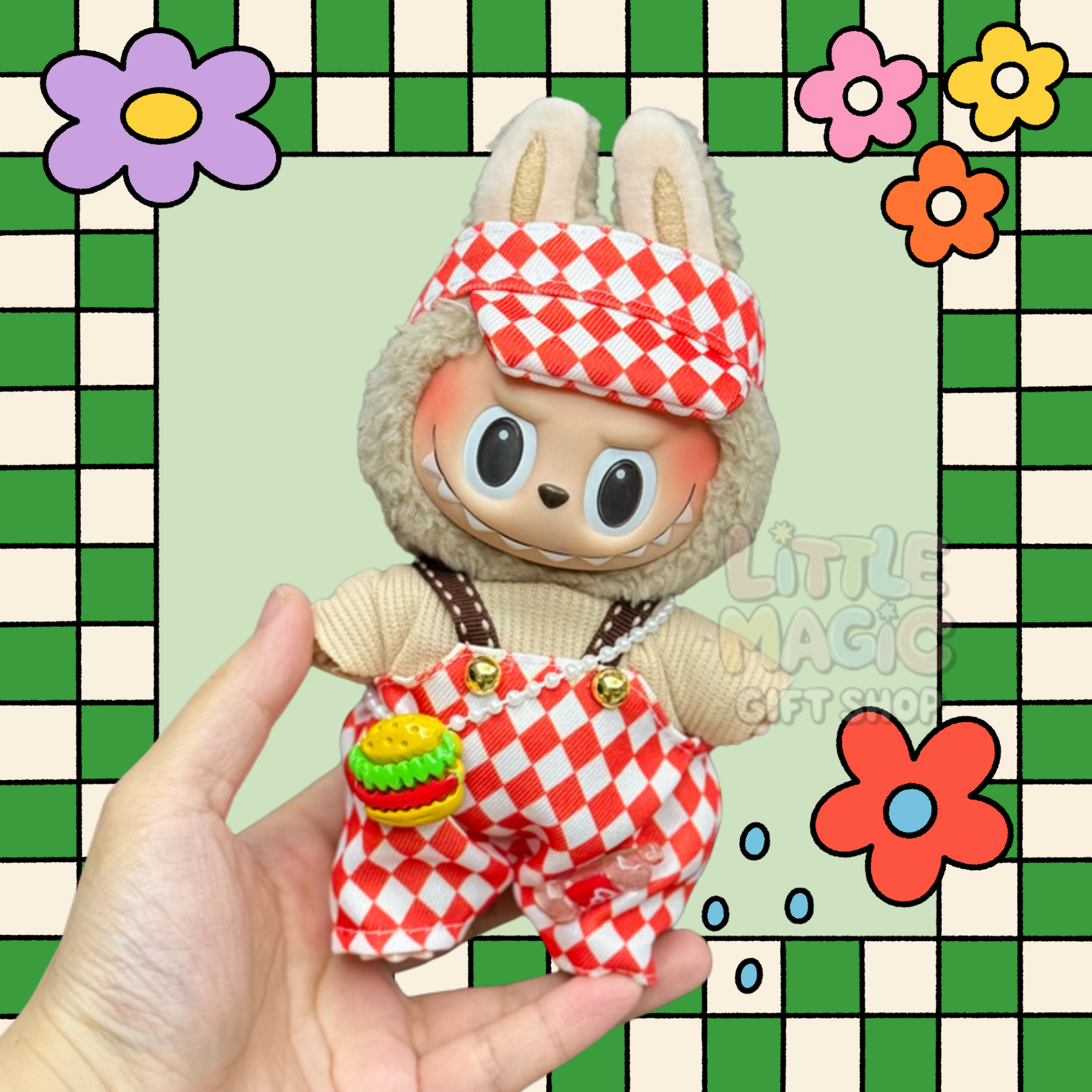 Labubu at Work Outfit – Handmade Fast Food Look for Pop Mart Doll