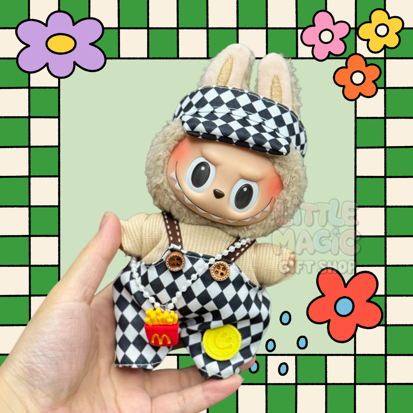 Labubu at Work Outfit – Handmade Fast Food Look for Pop Mart Doll