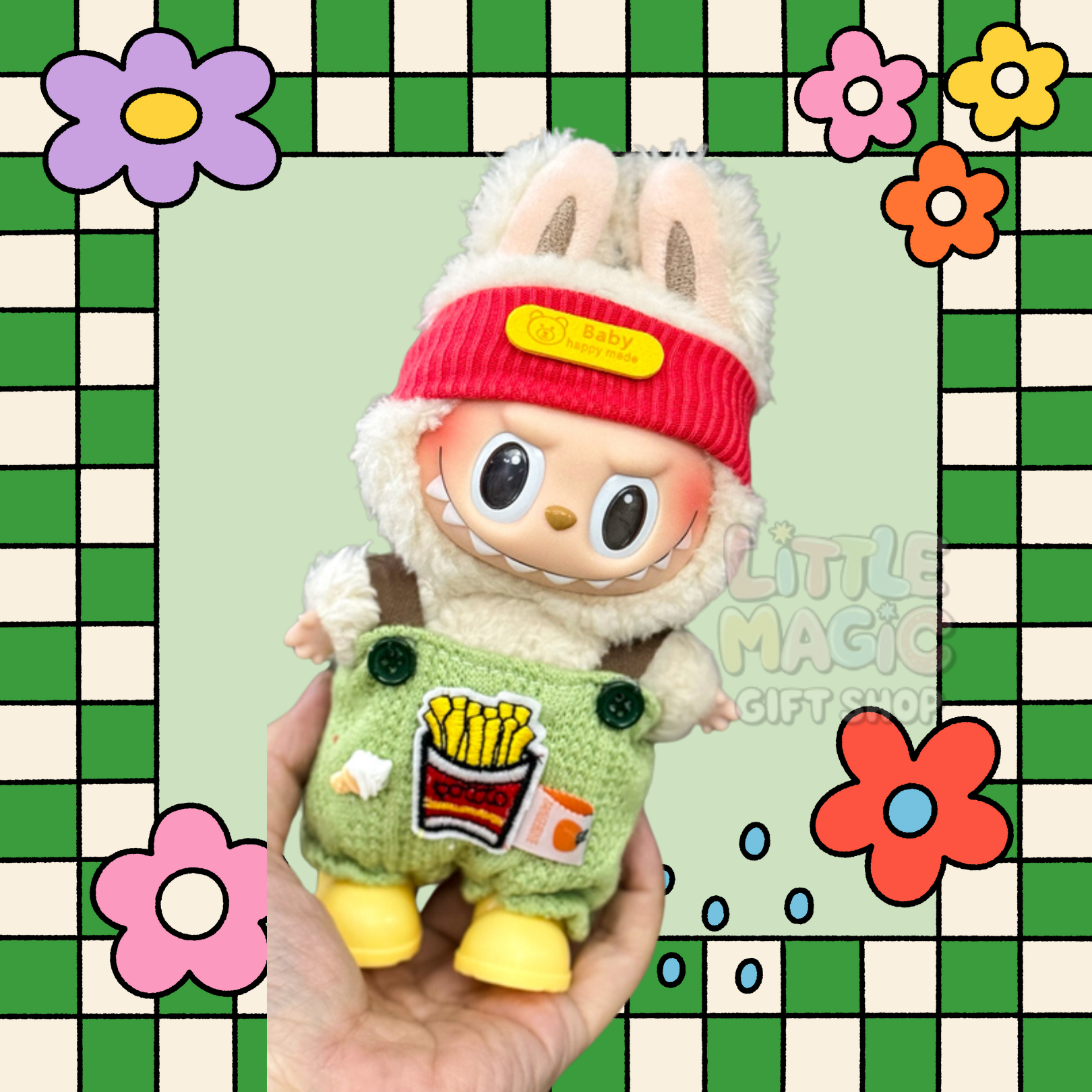 Labubu at Work Outfit – Handmade Fast Food Look for Pop Mart Doll