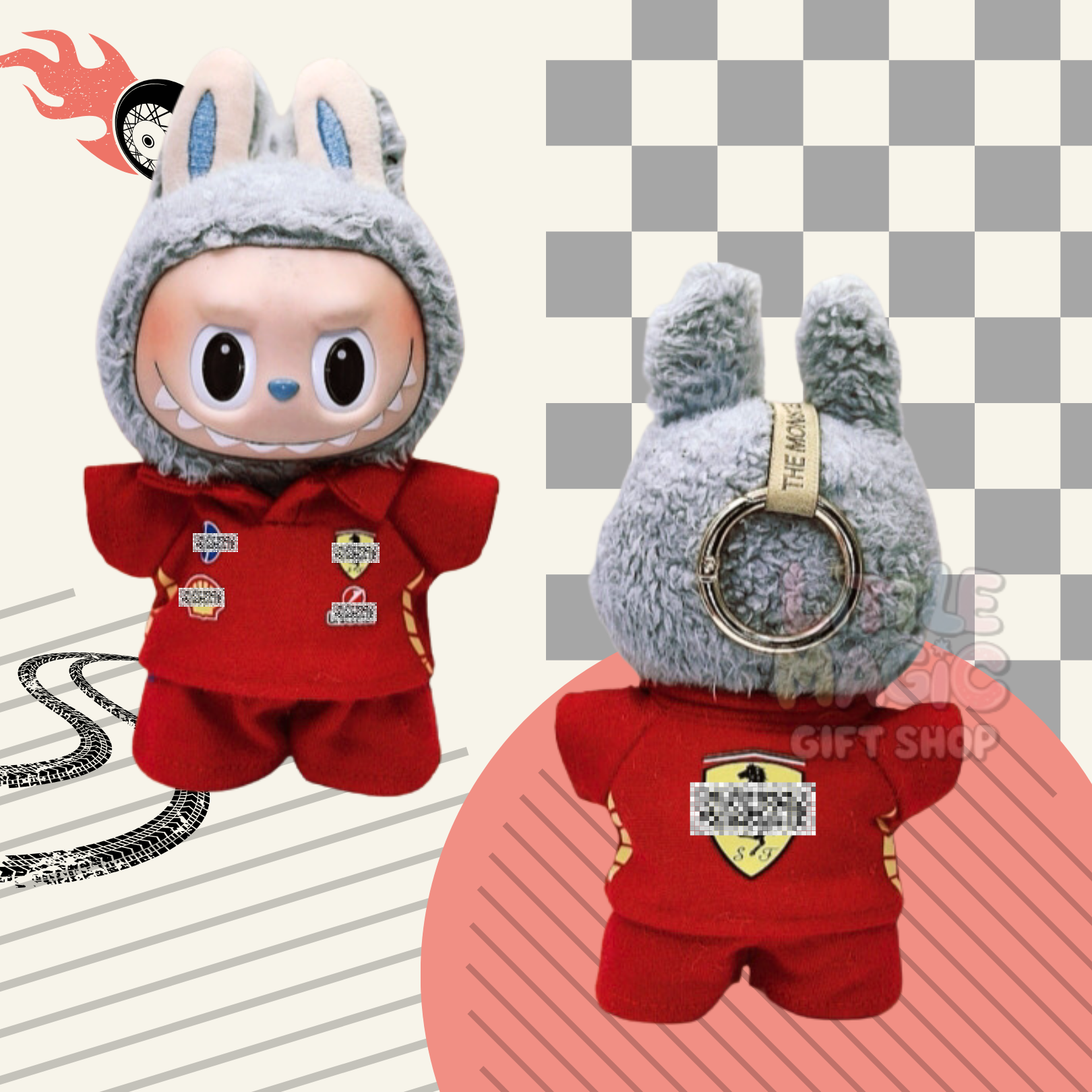 Labubu Track Day F1 Team Kit Outfit Custom Racing Suit for Pop Mart Dolls