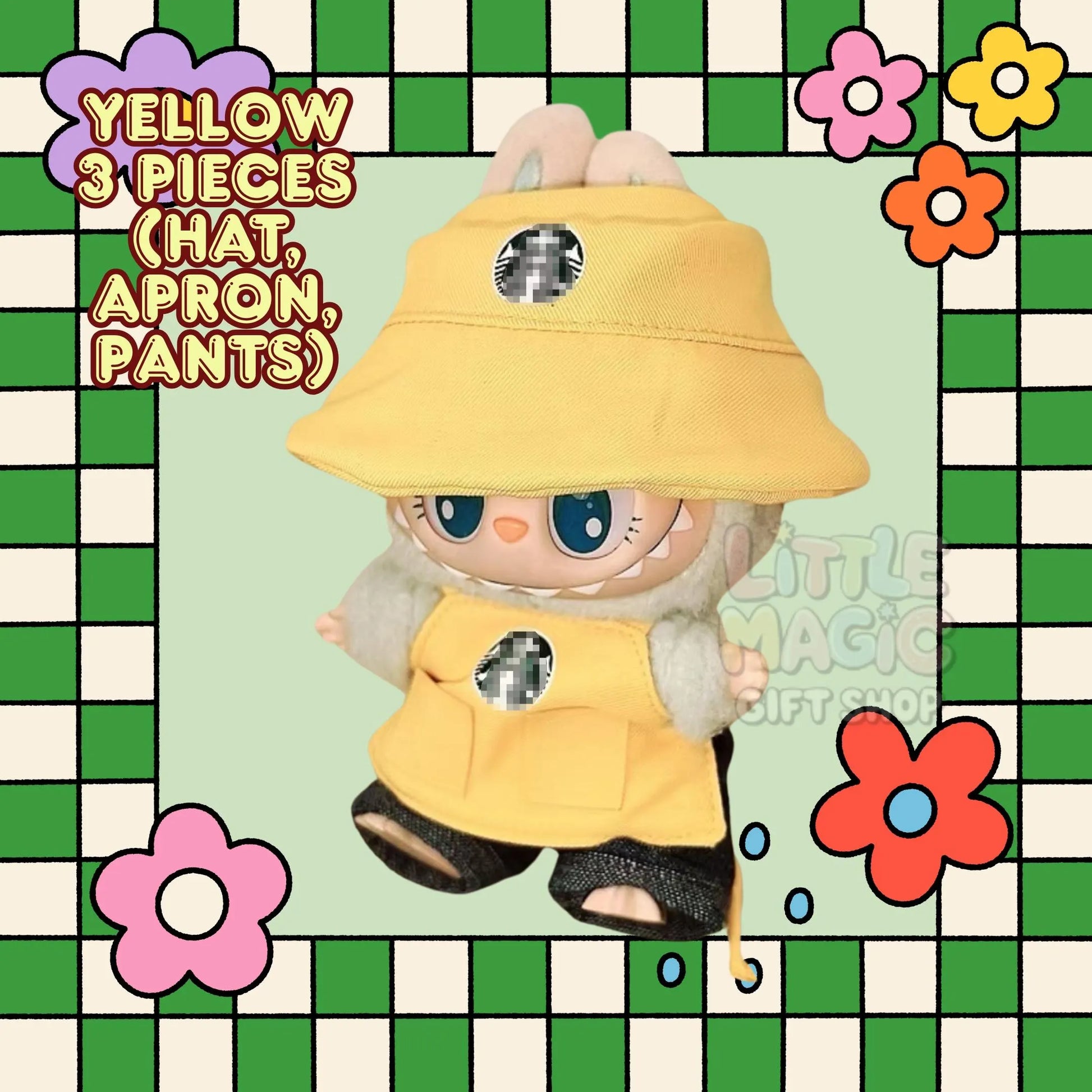 Labubu Coffee Shop Look – Handmade Apron Set Barista Costume for Pop Mart Collectors