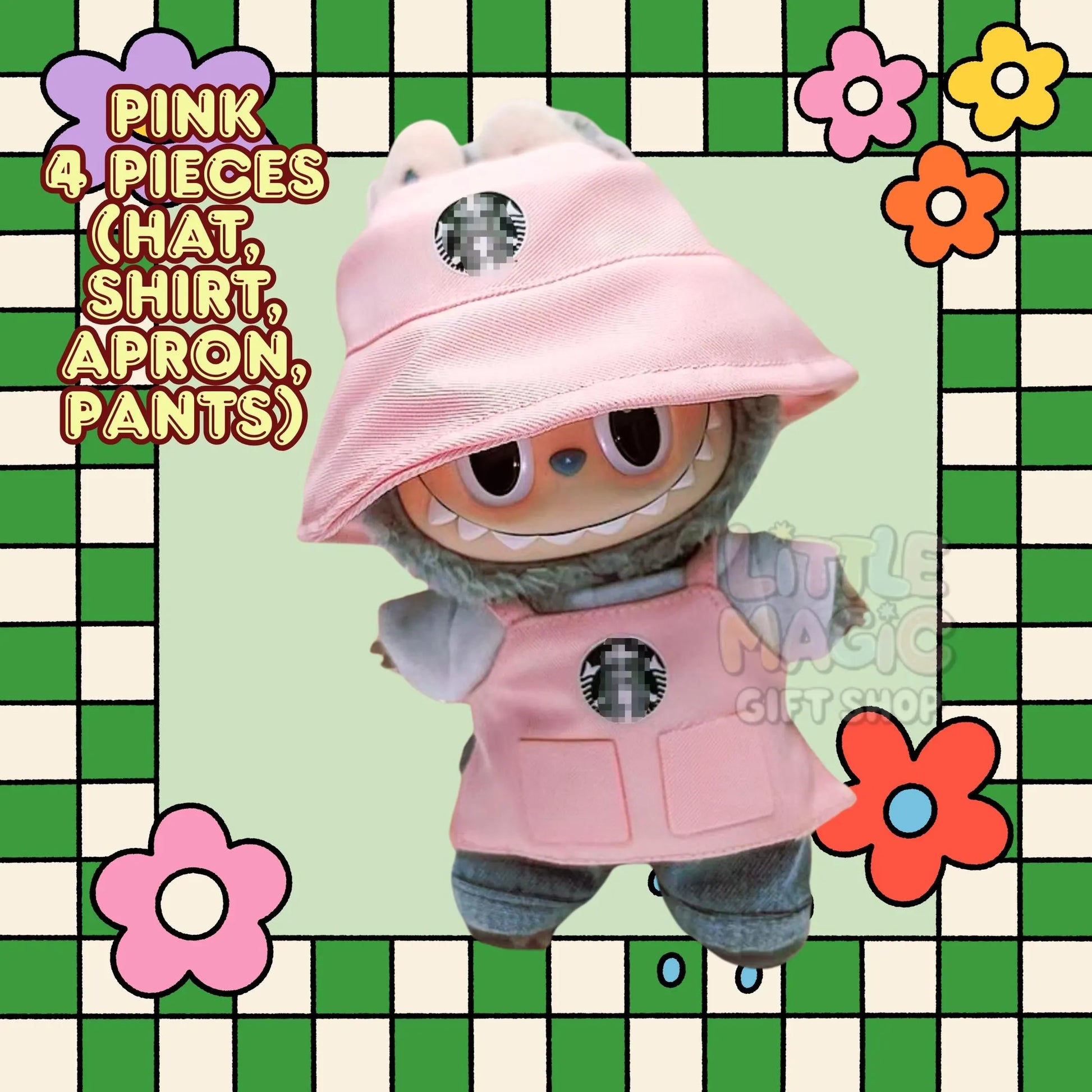 Labubu Coffee Shop Look – Handmade Apron Set Barista Costume for Pop Mart Collectors