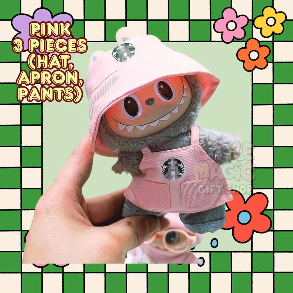 Labubu Coffee Shop Look – Handmade Apron Set Barista Costume for Pop Mart Collectors